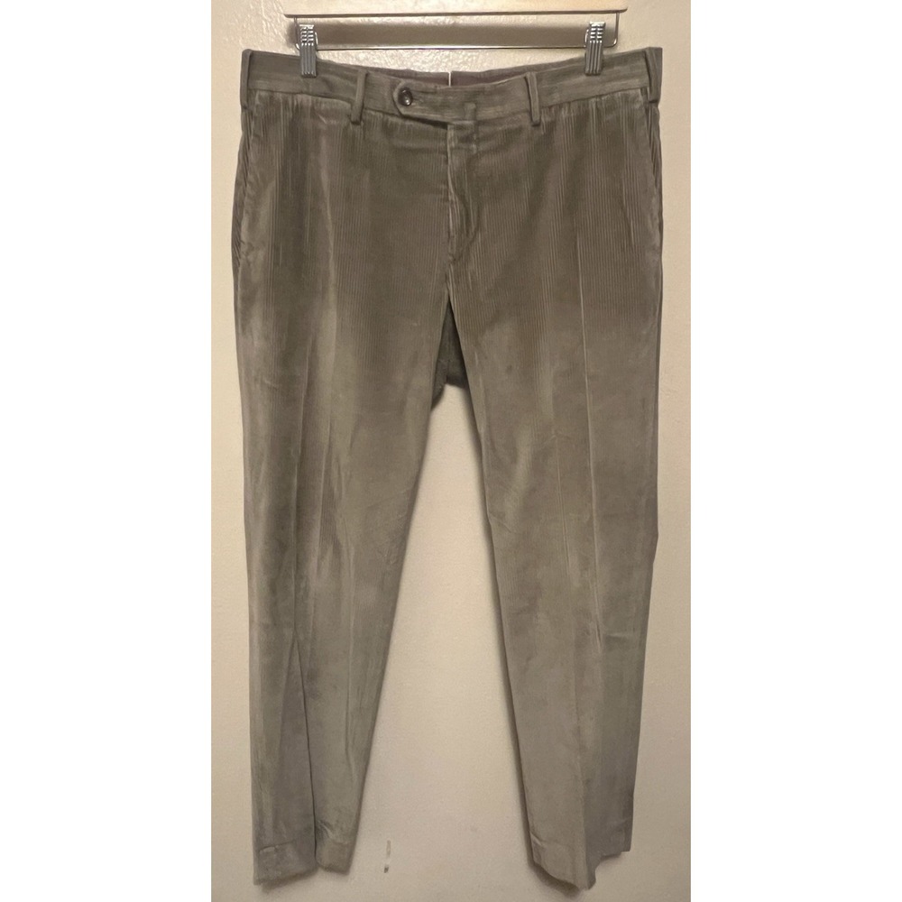 PT Torino Khaki/Olive Slim Fit Stretch Corduroy Pants Mens (Ital 52) US 36